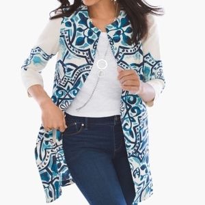 NWT Chico's Linen Artisan Print Jacket